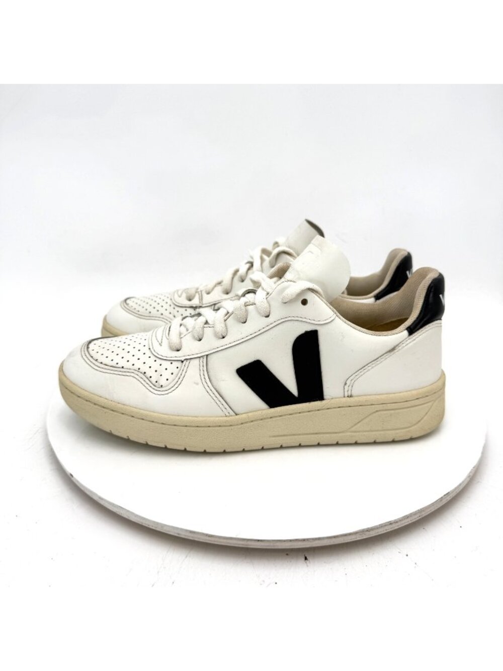 Veja White and Black V-10 Low Top Sneakers